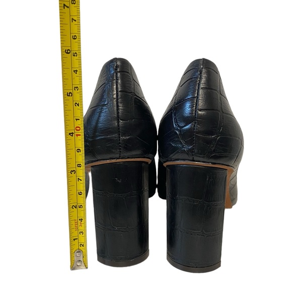 AD & Daughters Esmea Croc Printed Fall Preppy Chic Leather Pumps Black 7.5 - Picture 8 of 13